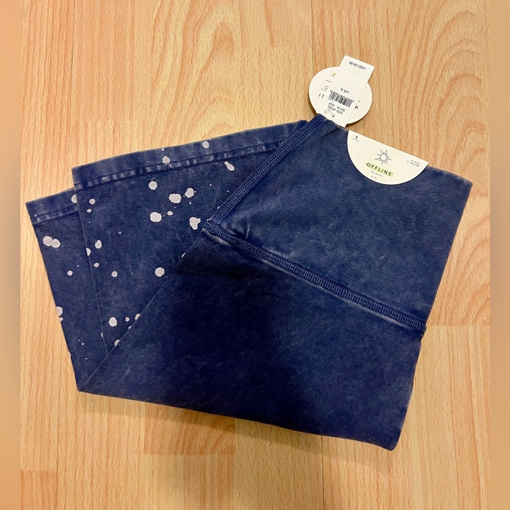 Offline by Aerie OG Small Hi-Rise Bleach Navy Wash Biker Shorts